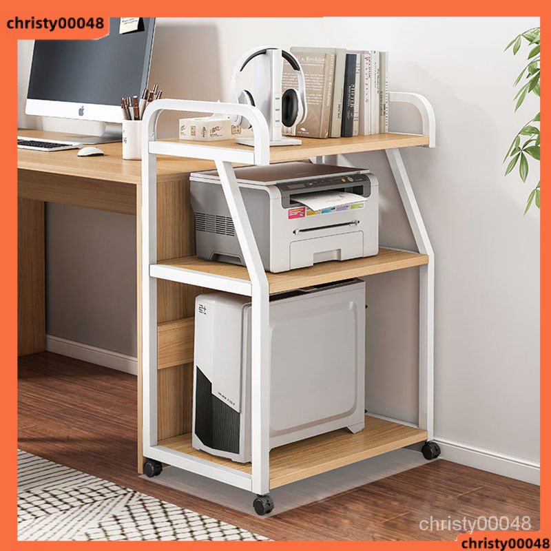 Computer Host Shelf Storage Rack Printer Shelf Floor Movable Bedroom Office Desk Bookshelf