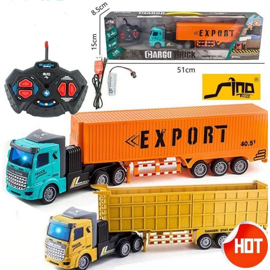 Remote Control Semi Truck with Trailer Functional LED Lights 1:48 Scale Design 