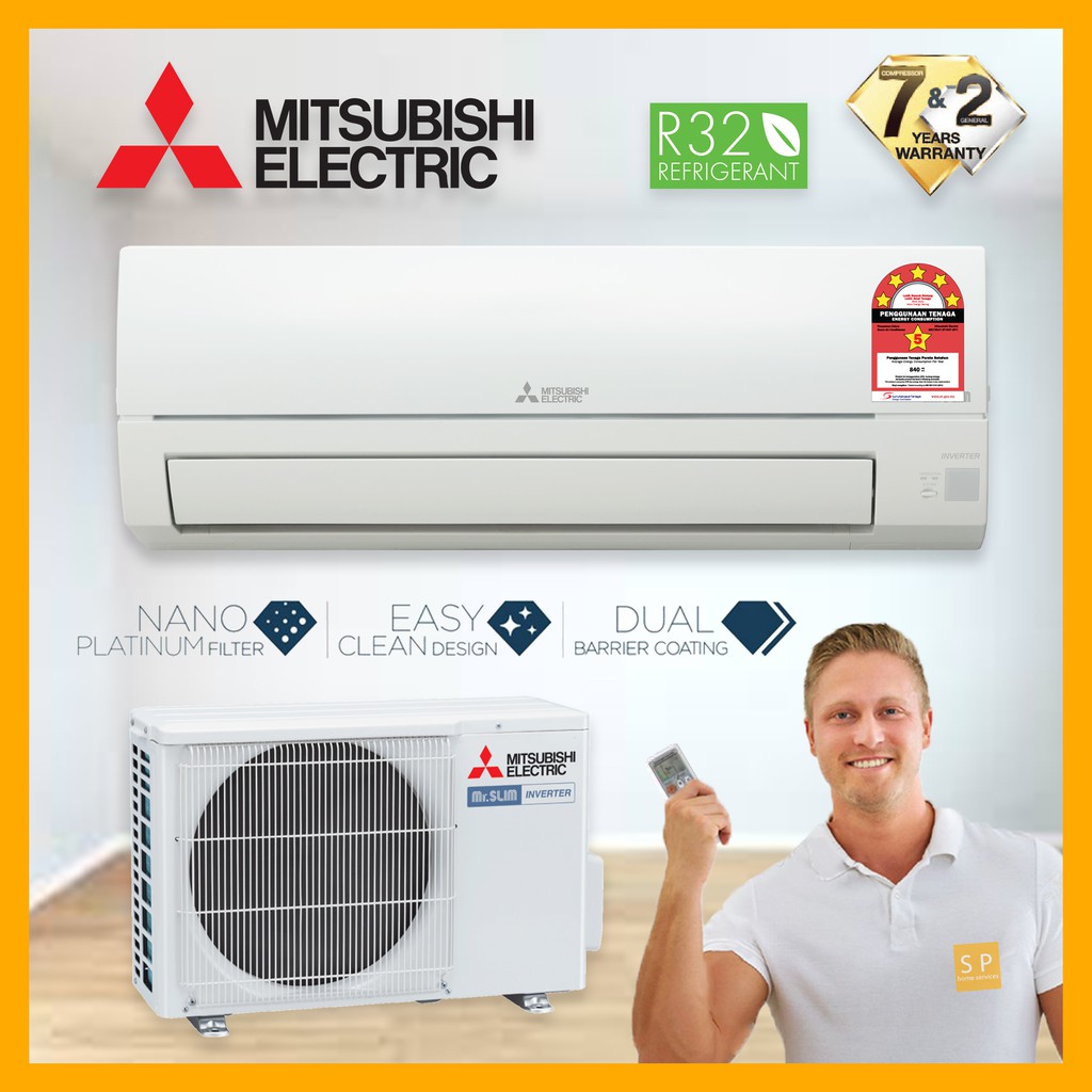 Mitsubishi 1HP/1.5HP/2HP/2.5HP R32 Inverter Air Conditioner (MSYJS10VF