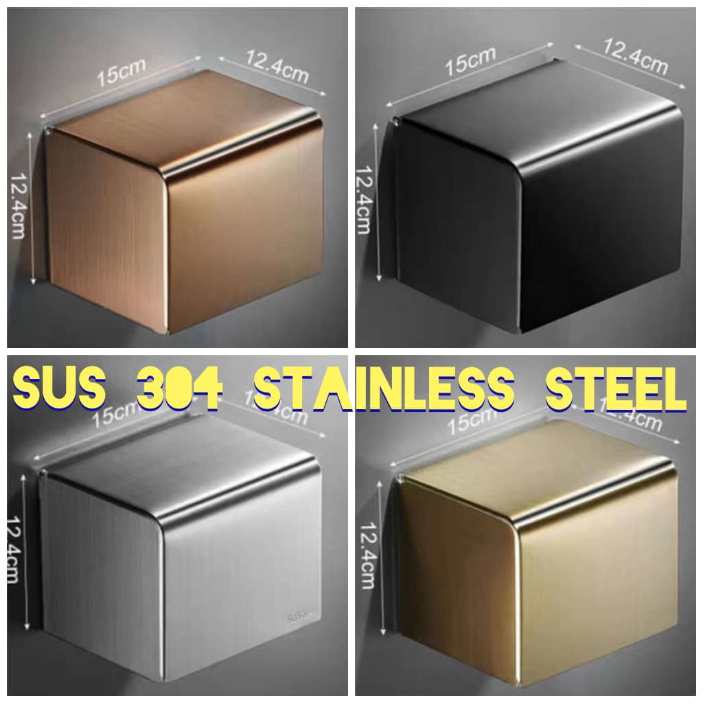 SUS 304 Stainless Steel Toilet Roll Holder Box (Drill / NonDrill Hole