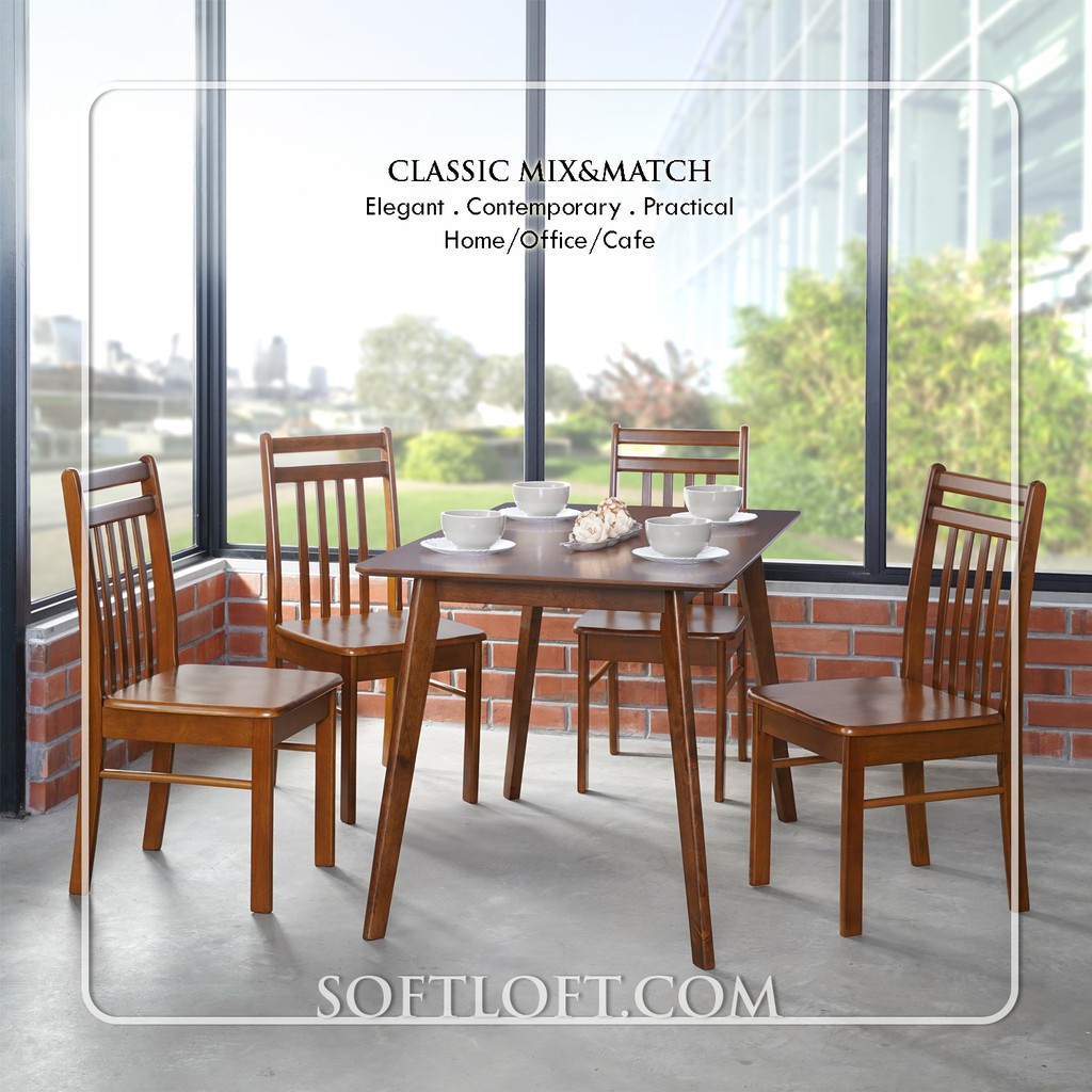 Softloft Dining Set 1 4 Walnut Nordic  Table Henderick 