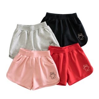Kids JS One Girls Plain Breathable Cotton Stretchy Casual Sports Shorts 