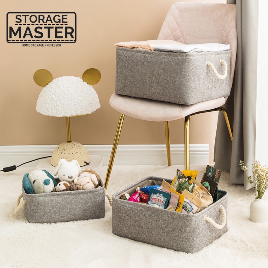 Cotton and Linen Storage Basket Cloth Books Toys Clothes Laundry Basket Muji style ikea style folding fabric basket