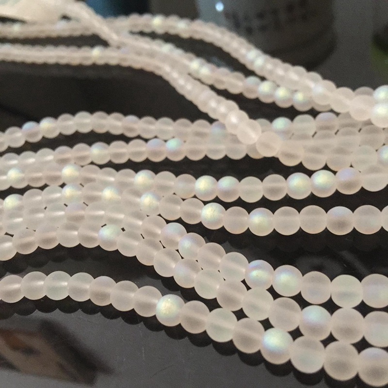 Mystic Aura Quartz Gemstone Loose Beads 6mm Holographic Matte Bracelet Necklace