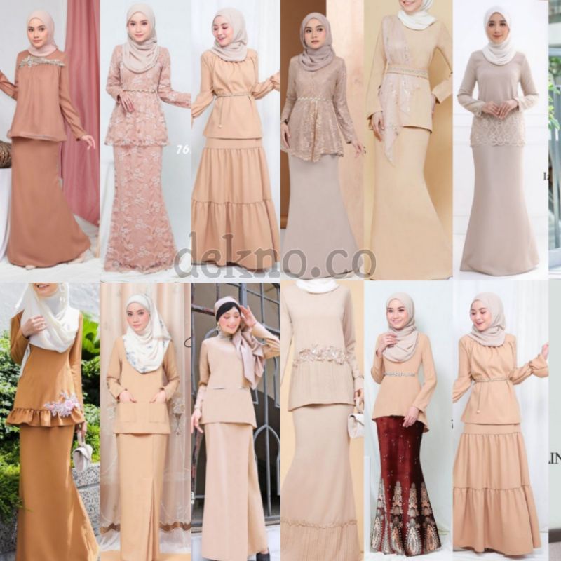 S Xl Khaki Nude Brown Tema Color Baju Kurung Modern Baju Raya Kenduri