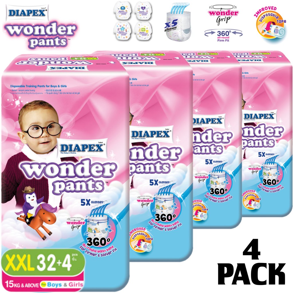 DIAPEX WONDER PANTS SUPER JUMBO ( 4 PACK XXL32+4 ) Shopee Malaysia