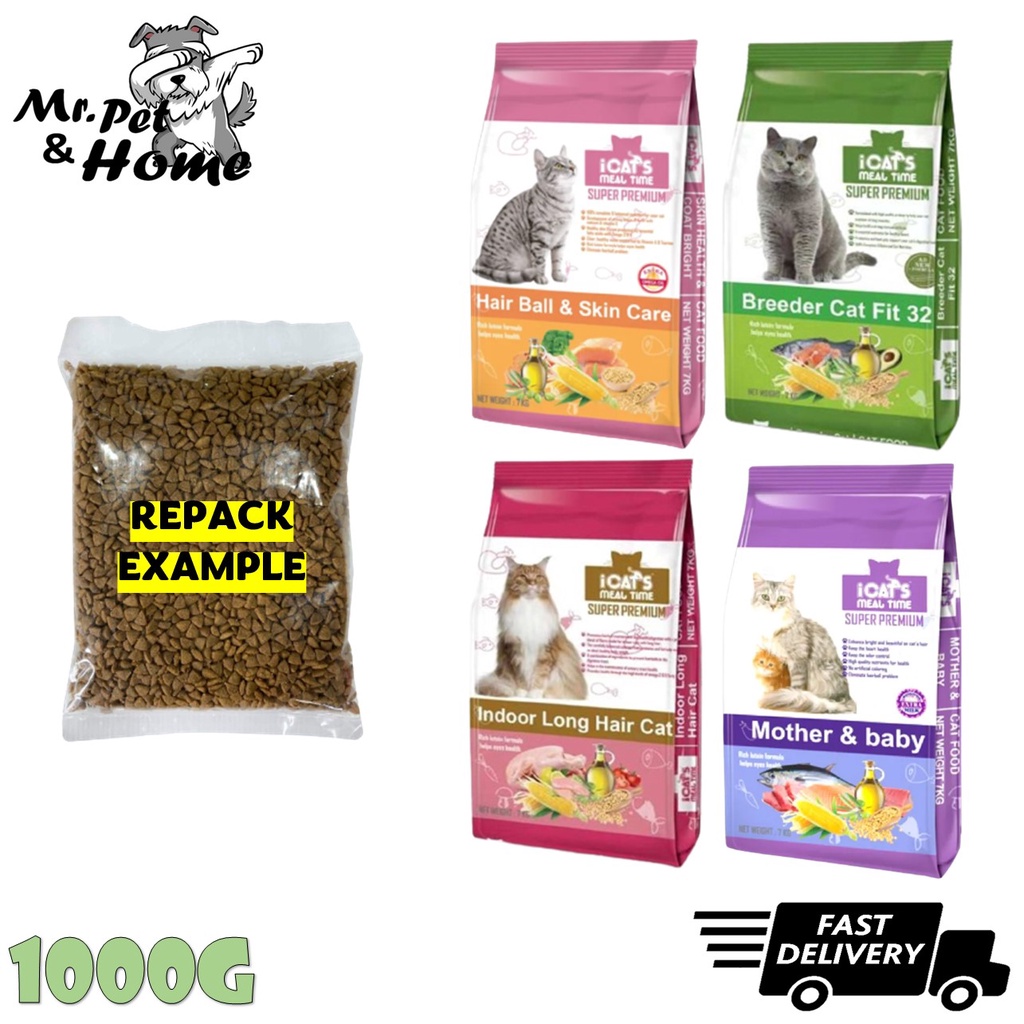[REPACK CAT FOOD 1KG] ICATS Cat Food 1000G ( Mother Baby ,Fit 32