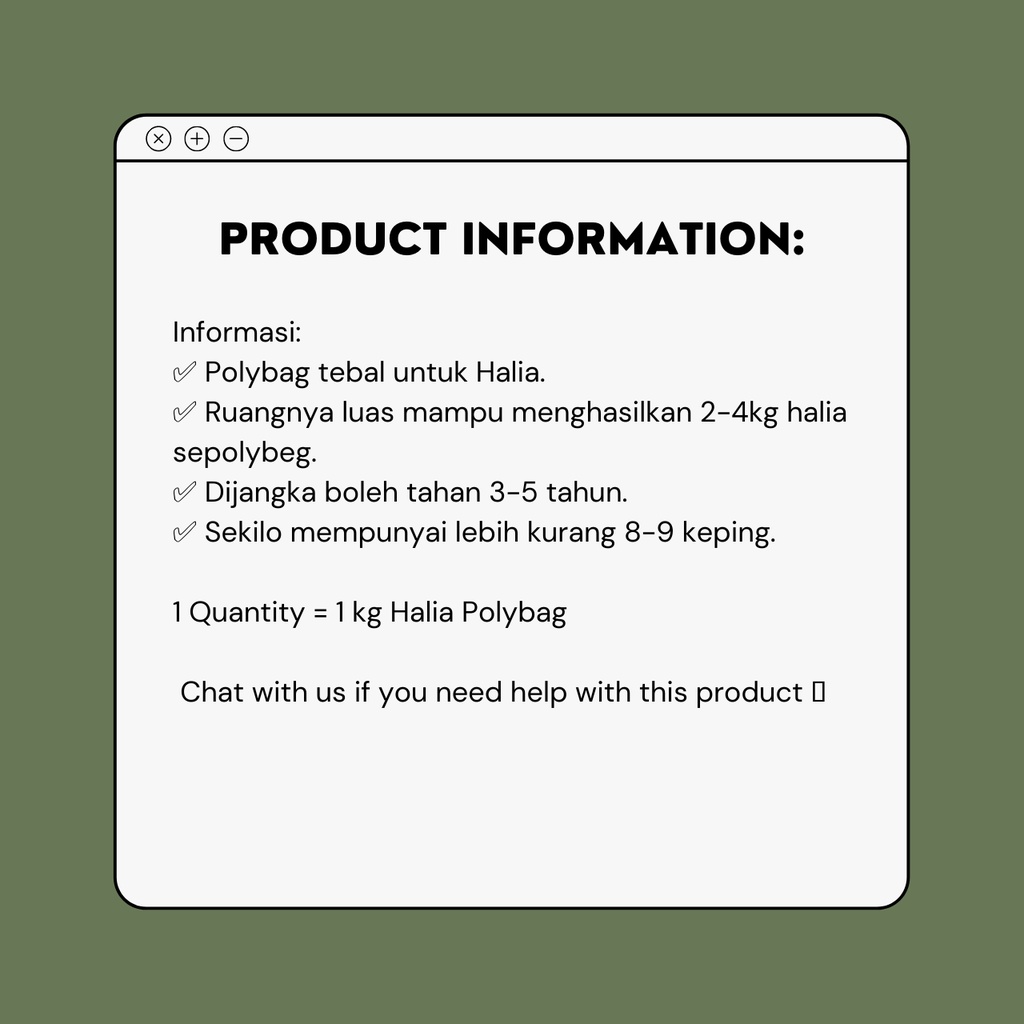 Buy Ready Stock Halia Polybag Size 16x24cm Seetracker Malaysia