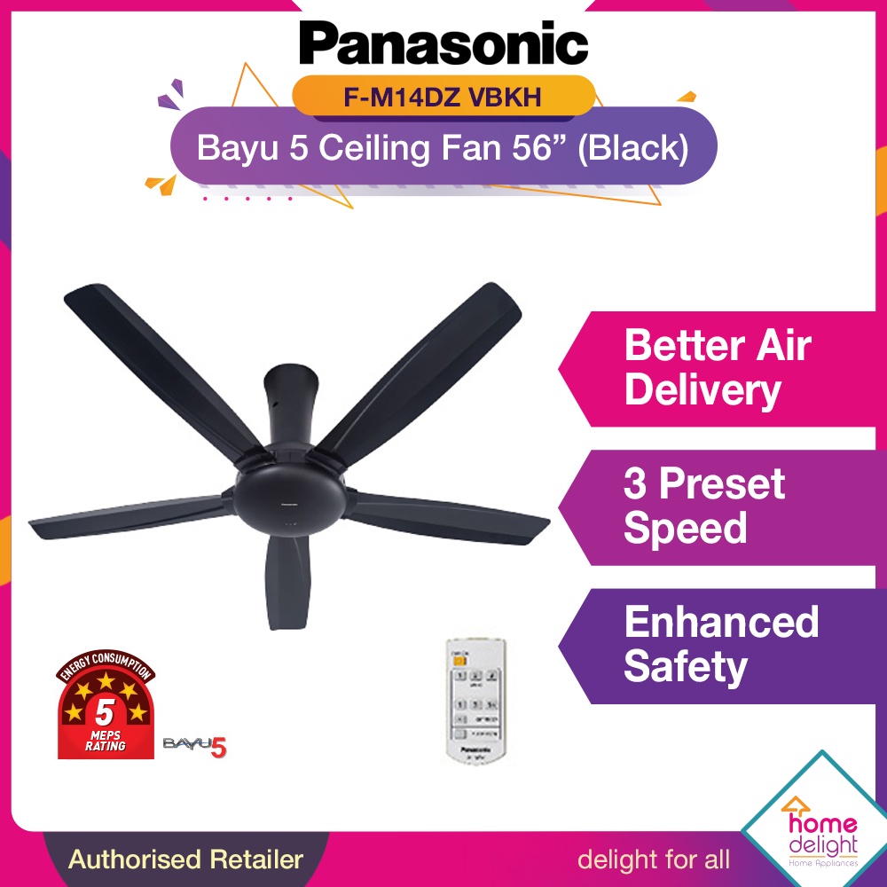 Panasonic Bayu 5 Ceiling Fan 5 Blade 56" (Black /White) [ FM14DZ / F