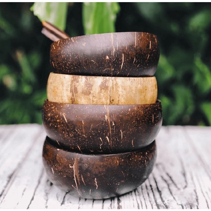 (READY) Coconut Bowl Smooth Wooden Handcraft Natural Fruit Salad Plate Dessert Container Sustainable Malaysia YOGURT