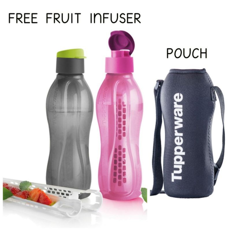 TUPPERWARE ECO BOTTLE 750ml WITH FRUIT INFUSER / BOTOL AIR TUPPERWARE POUCH/ BOTOL AIR BPA FREE / BPA FREE WATER BOTTLE