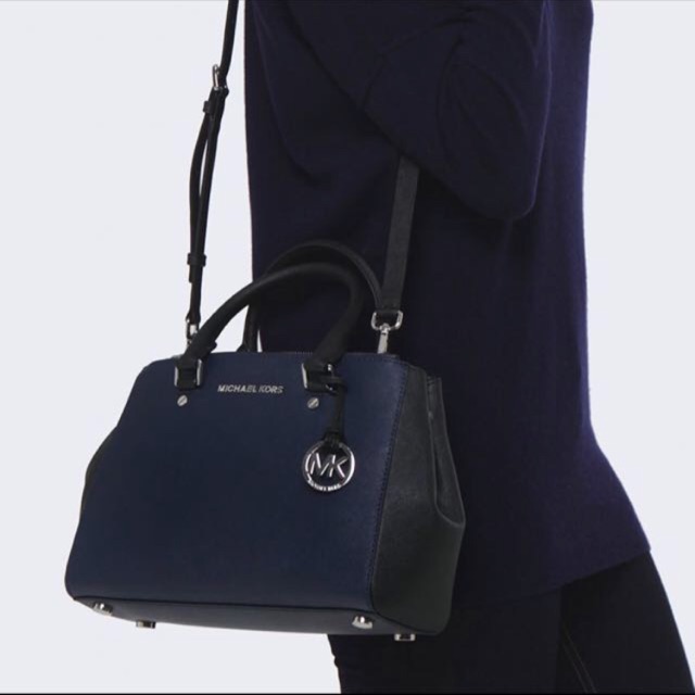 michael kors sutton saffiano blue leather satchel