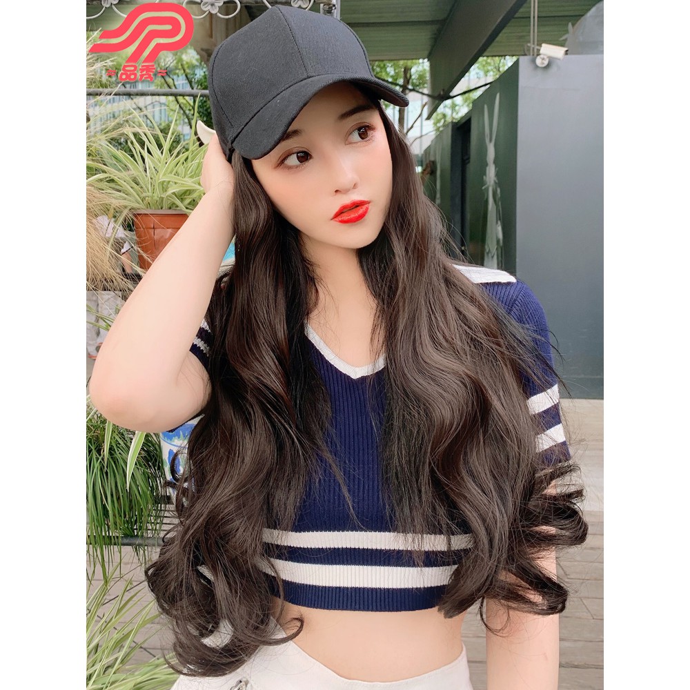 Wig Female Long Hair Hat Wig One Female Summer Fashion Long Curly