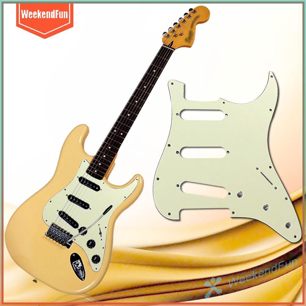 IKN Strat HH Electric Guitar Pickguard and Back Plate Tremolo Cover for FD Standard Style Guitar 3Ply 11 Hole Cream 