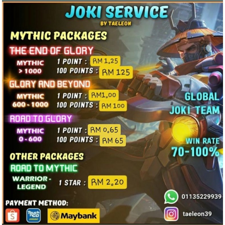 Mlbb Boosting Services Joki Servis Ml Mobile Legends Boost Rank Push Mmr Rank Push Account Malaysia Gb Classic Service