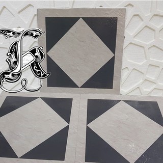 5014 Mozek lantai / Vinyl Flooring Tile Hitam SQ ATas corak | Laminated