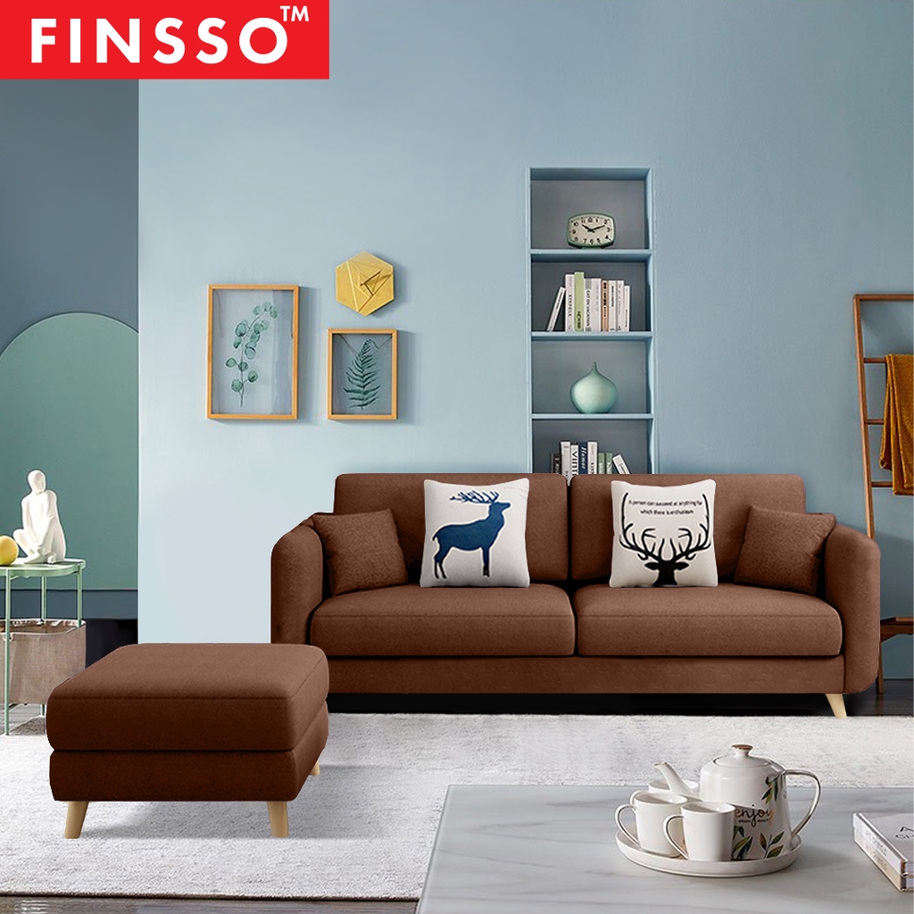 FINSSO: ROSELYN 3 Seater Sofa Home Living Room Furniture - FREE STOOL