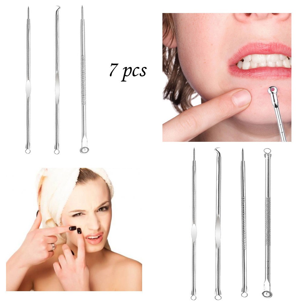 Stainless 7PCS Stainless Facial Acne Spot Pimple Remover Extractor Tool Acne Comedone Acne Spot Treatment for Blemishes Blackheads Iusun Acne Tool 