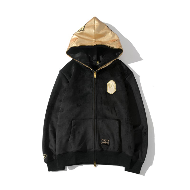 bape hoodie gold and black