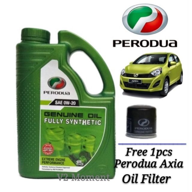 Perodua Fully Synthetic Sae 0w 20 Engine Oil 3l Perodua Axia Oil Filter I Shopee Malaysia