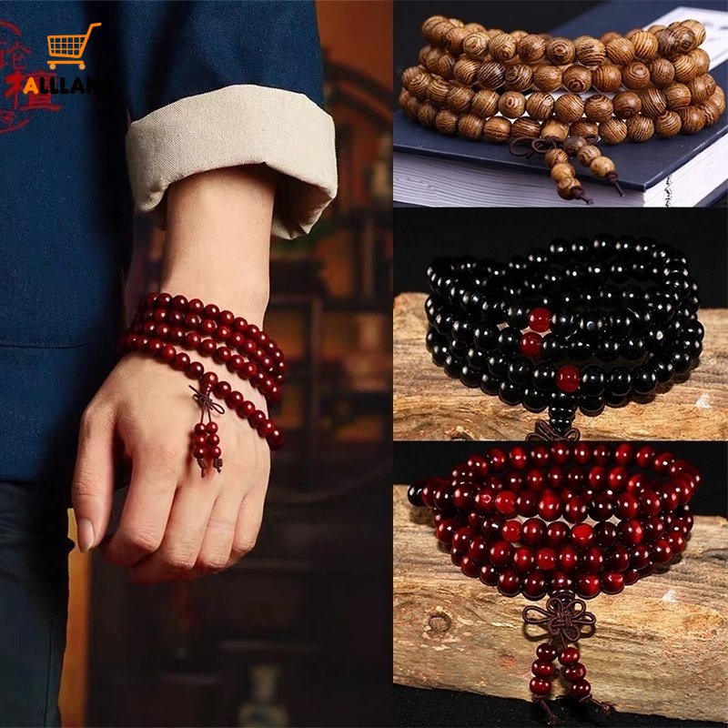 Multilayer Sandalwood Buddhist Beaded Bracelet/ 6mm Lucky Prayer Bead Bangles/ Wooden Buddhist Charm Meditation Bracelet for Women Men