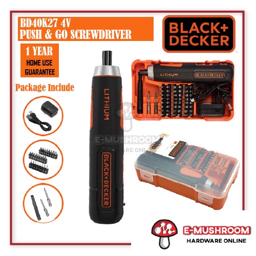 Black & Decker BD40K27-B1 4V Push and Go Cordless Smart Screwdriver ...