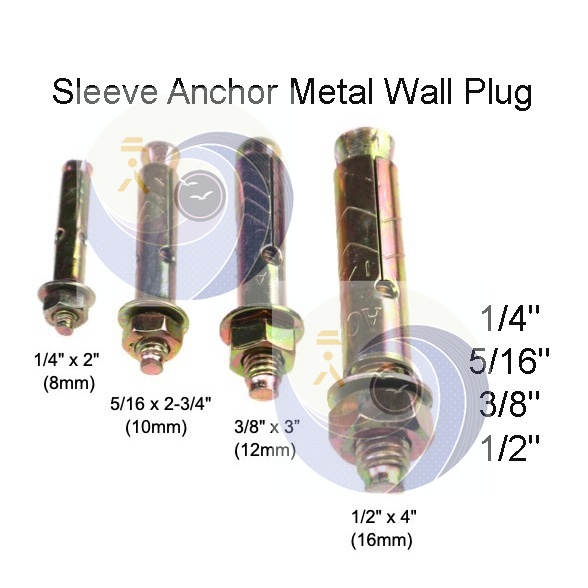 [ 1 BOX ] Part 2 Sleeve Anchor Metal Wall Plug 1/4