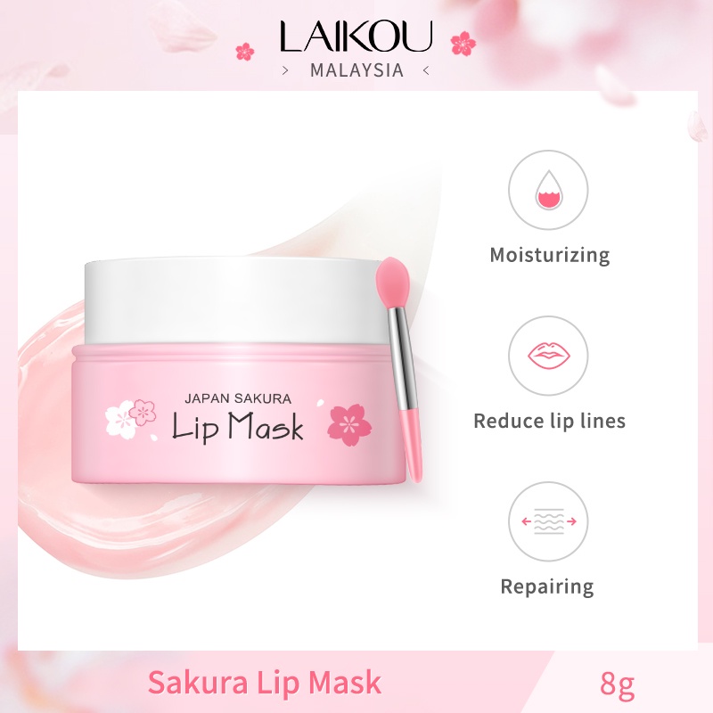 LAIKOU Sakura Lip Mask Night Lip Balm Cherry Blossoms Sleeping Balm ...