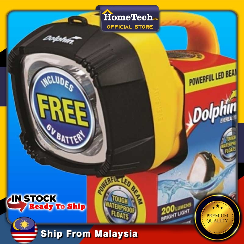 100% ORIGINAL Eveready Dolphin torch light 6V 200 LUMENS Waterproof Floating LED Flashlight DOLLN6VWB