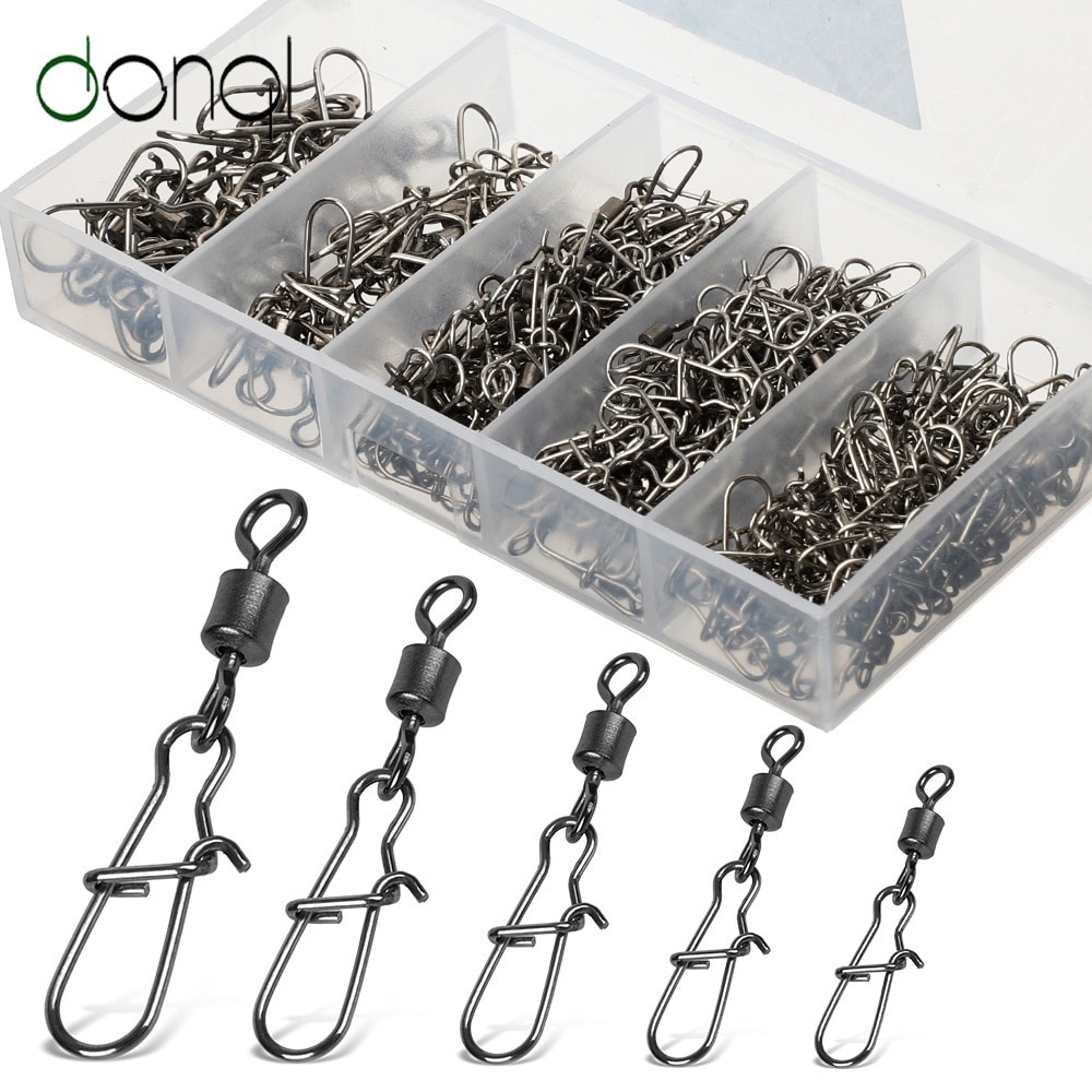 50Pcs/100PcsSet Fishing Connector Swivels Interlock Pin Snap Rolling Swivel For Fishhook Lure Carp Fishing Accessories