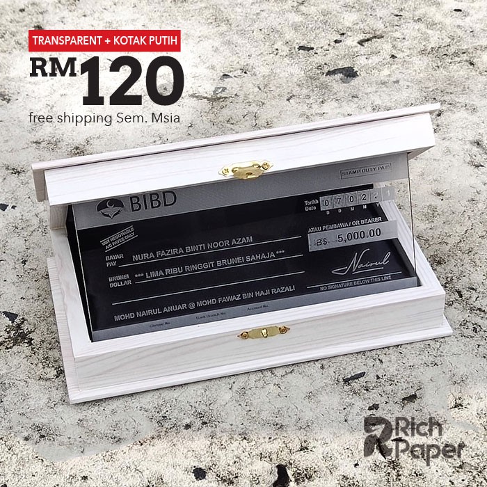 Transparent Mockup Cek Hantaran Kotak Kayu Shopee Malaysia