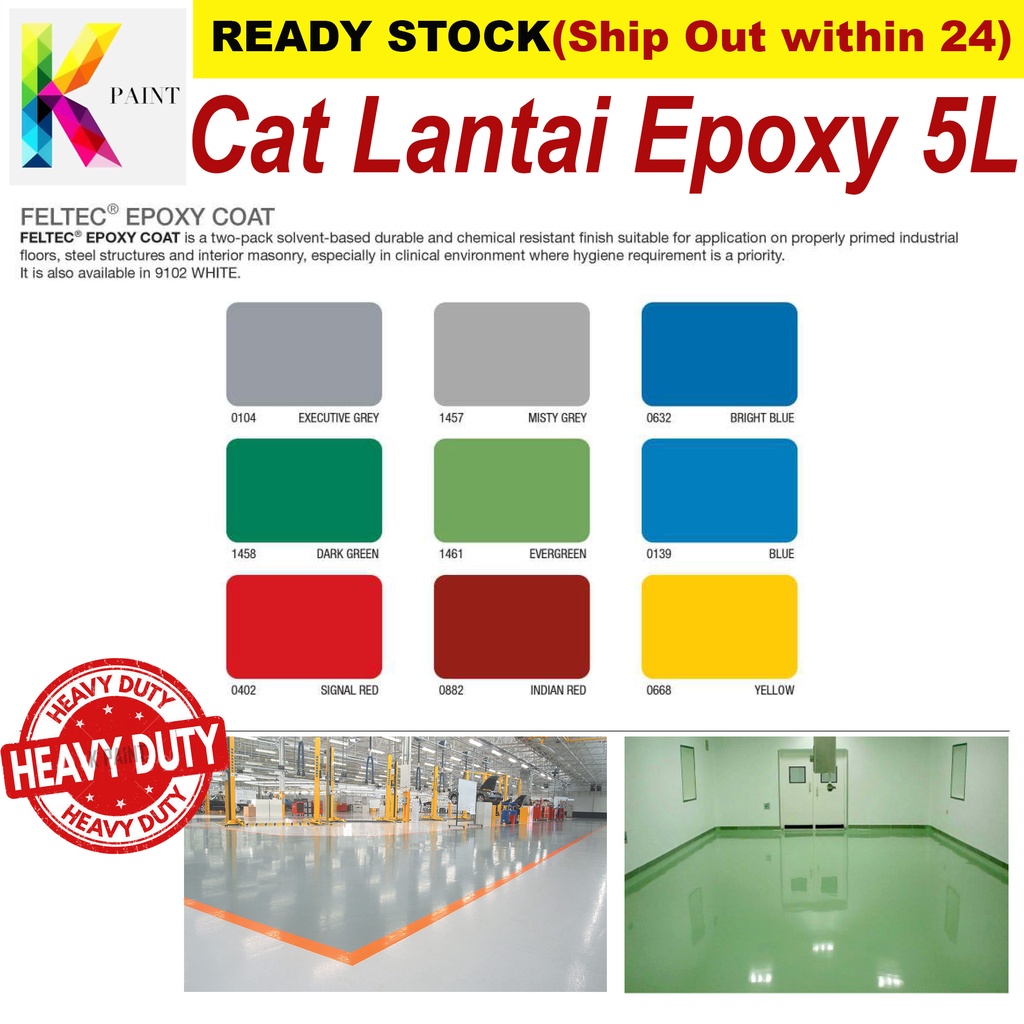 5L Epoxy Floor Paint Cat Lantai Waterproof Coating / epoxy paint / cat