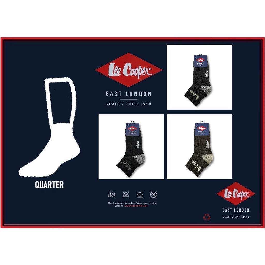 LEE COOPER. Original Men's Eco-Friendly Pure Cotton Breathable Quarter Socks. LM3215