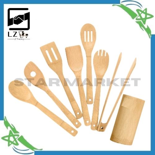 8pcs Kitchenware Eco Friendly Wooden Cooking Utensils Bamboo Kitchen Tools Utensils Set