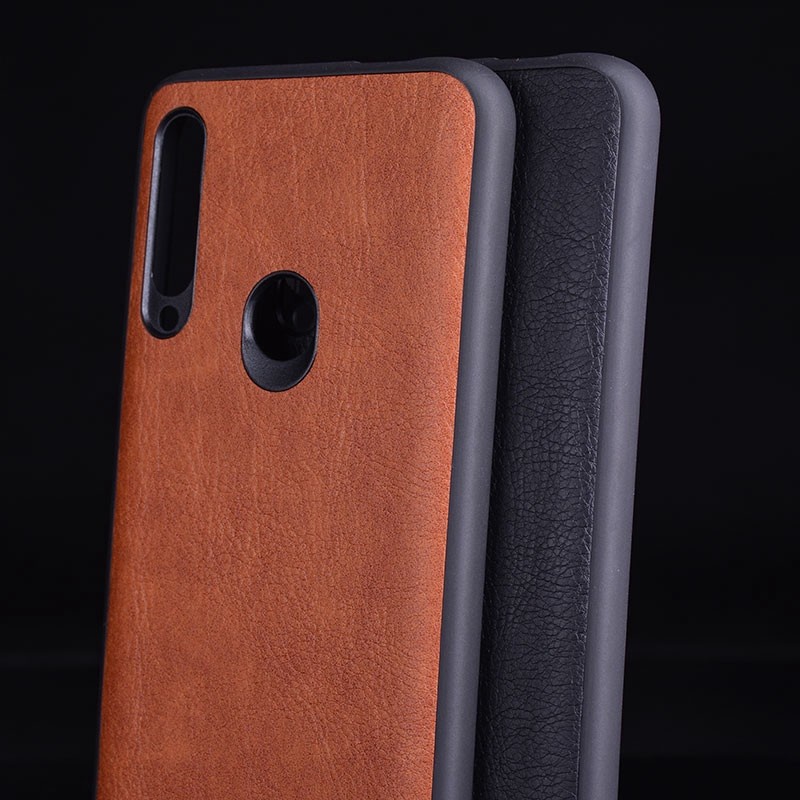 SKINMELEON Casing Huawei Y9 Prime 2019 Case Vintage Litchi PU Leather TPU Protective Cover Phone Cases