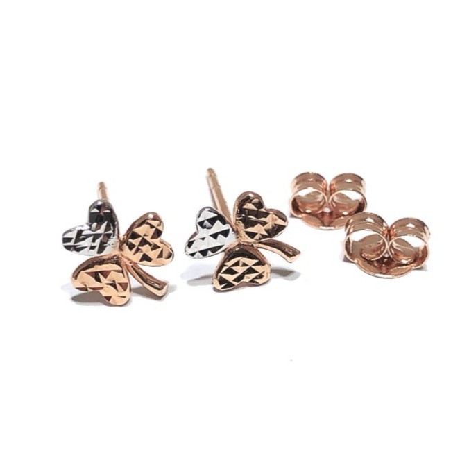 Two Tone 18K Gold Shape Earrings Pair Keelung Crado