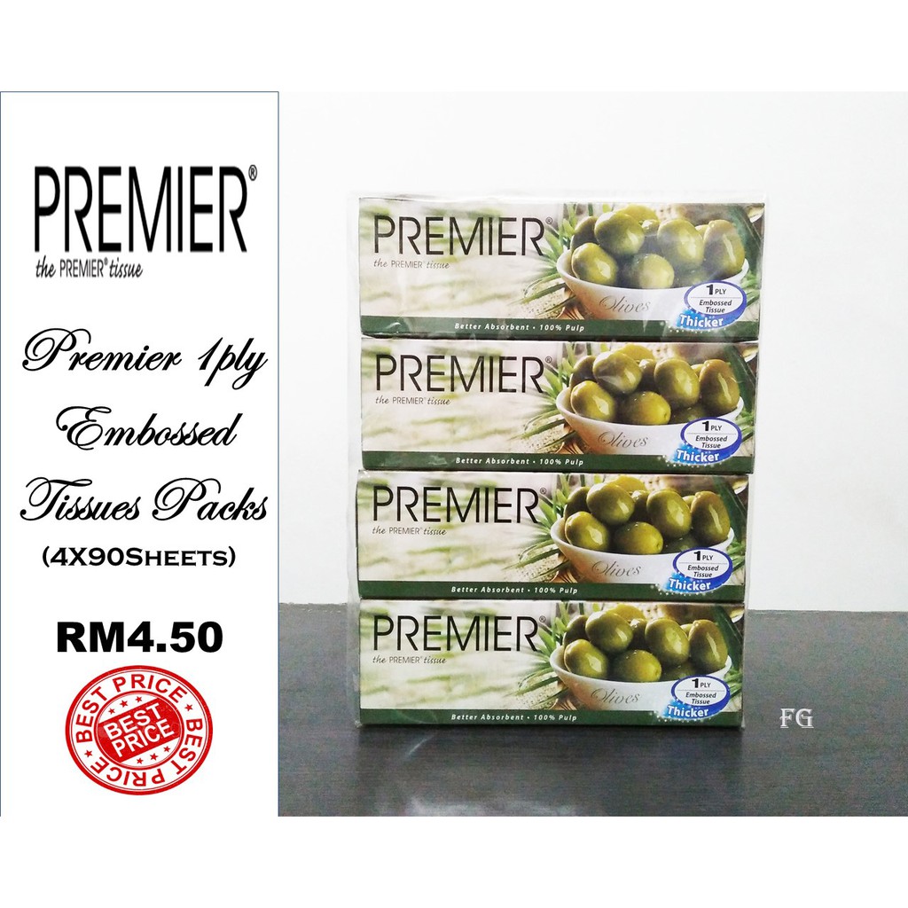Buy Premier 1 Ply Embossed Tissues Packs 4x90sheets Seetracker Malaysia
