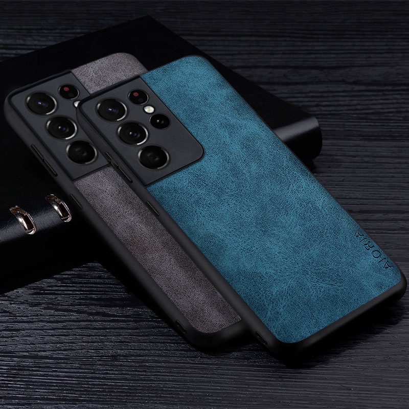 SKINMELEON Samsung S21 ULTRA Case 5G Phone Casing Premium Smooth PU Leather Full Covered Camera Cover Phone Case