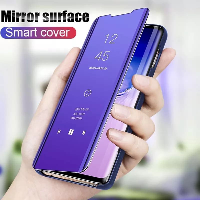 Oppo A12e A12 A7 A5s A3s Luxury Smart Clear View Mirror Leather Flip Stand Plating Case Cover Casing Shopee Malaysia