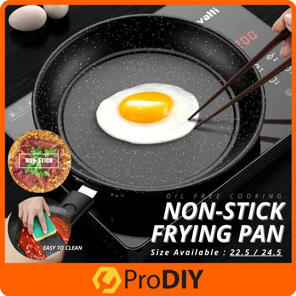 22.5cm 24.5cm NonStick Frying Pan Black Durable Scratch Resistant