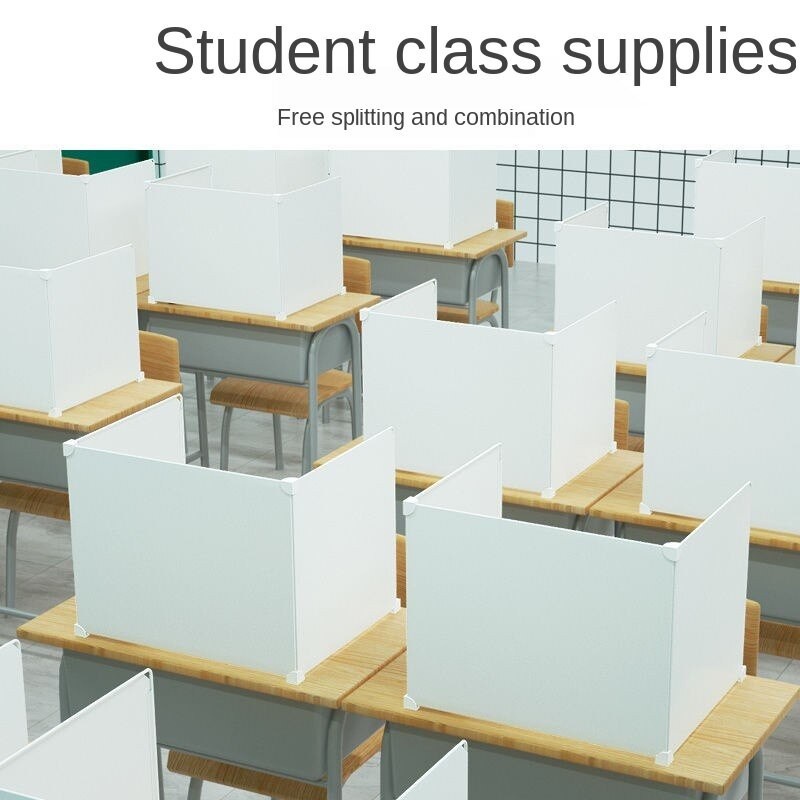 防疫防飞沫挡板隔板 Epidemic Prevention Baffle Multi Function Antifoam Partition Board Student Safety Desk Partition Board Isolation School Canteen Dining Partition Kindergarten Office Classroom Desktop Droplet Prevention Divider Board Table