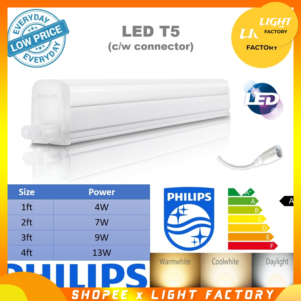 PHILIPS LED T5 Batten 1FT/2FT/3FT/4FT WITH FREE CONNECTOR Shopee Malaysia