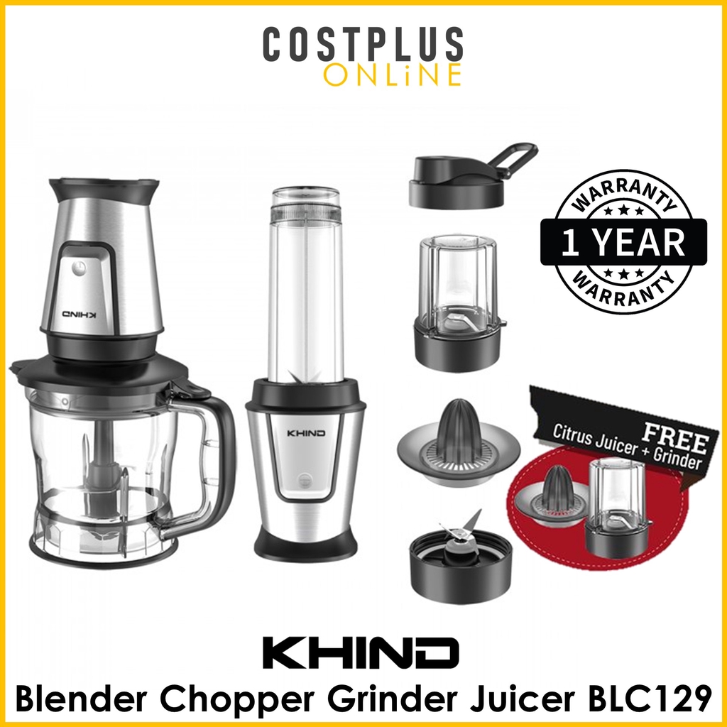 KHIND Multi Blender Chopper Grinder Juicer with Safety Lock BLC129