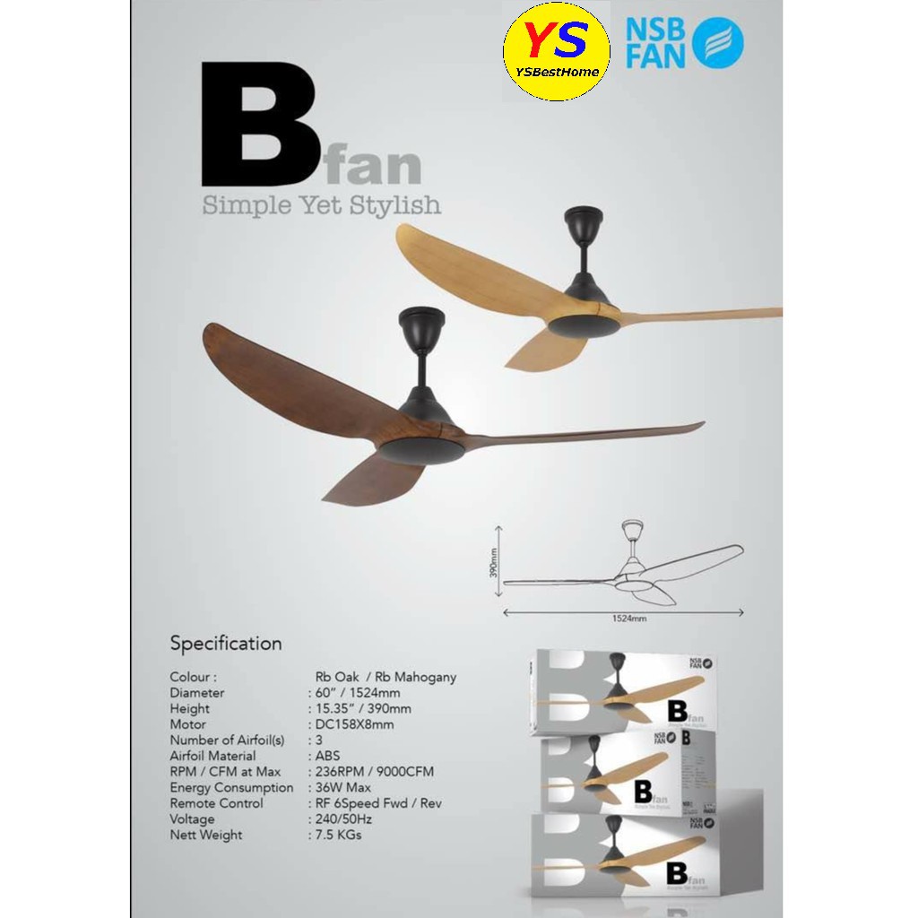 NSB B Fan 60-Inch Ceiling Fan With 3 Blade (DC MOTOR) | Shopee Malaysia