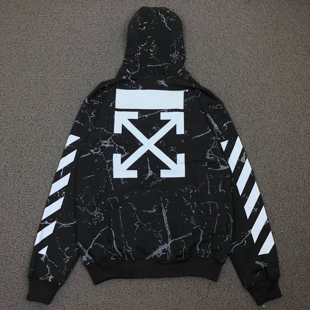 off white black marble hoodie