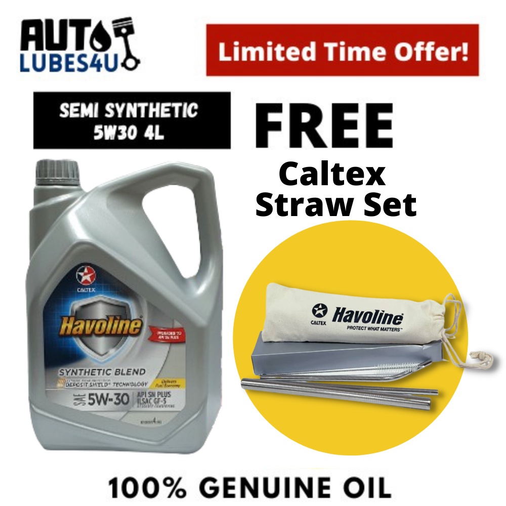 Caltex Havoline Semi Synthetic 5W30 4L (FOC Havoline Straw Set) Caltex