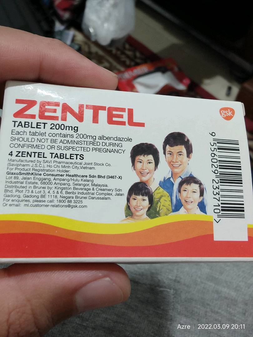 Zentel Tablet Ubat Cacing 2 Or 4 Tablets Shopee Malaysia