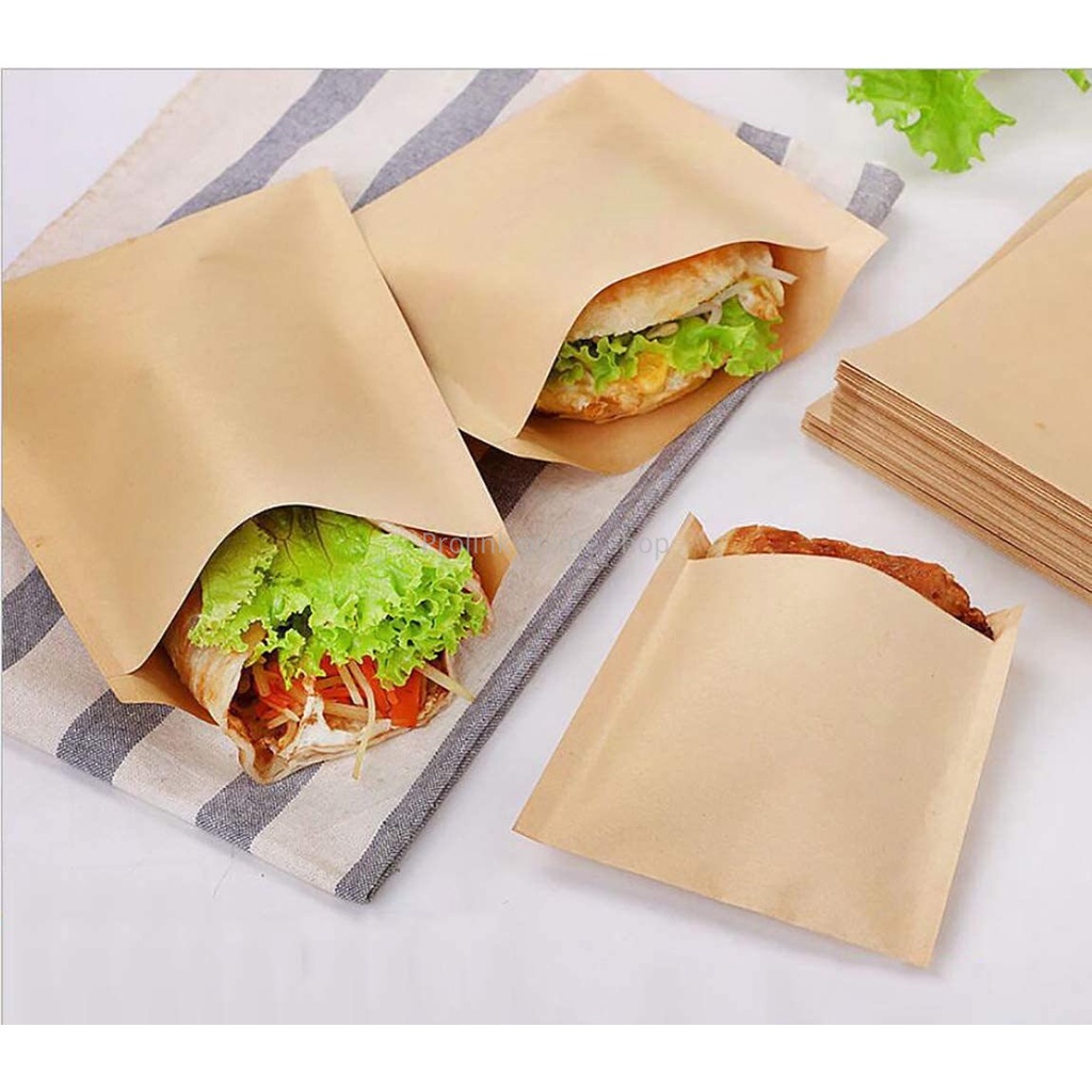 Sandwich Paper Bags Flat Dry Wax Paper Bags Natural Kraft Brown Paper