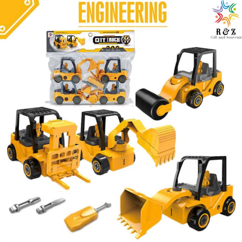 4-in-1 DIY Engineering Construction Truck Toys / Construction Truck DIY ...