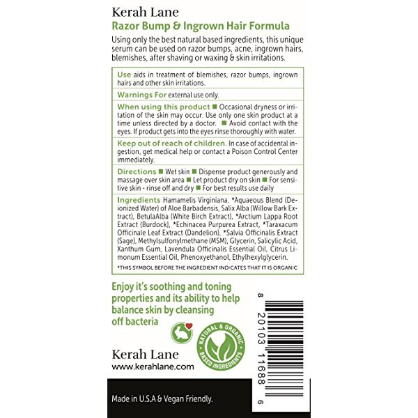 Kerah Lane Razor Bump Ingrown Hair Formula 8 Oz For Women Men